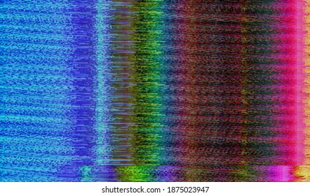 Colored digital pixel noise. Abstract glitch texture. TV distortion. Vector illustration.