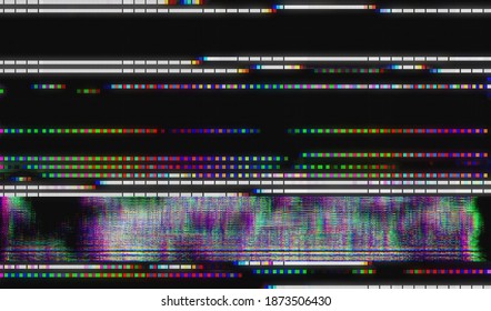 Colored digital pixel noise on a dark background. Abstract glitch texture background. Vector illustration.