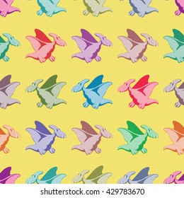 Colored dinosaurs. Seamless pattern