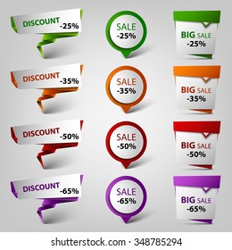 Colored discount sale design pointers template