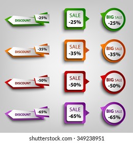 Colored discount sale pointers design element
