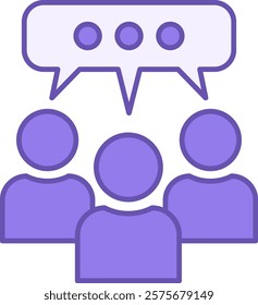 Colored Discussion Icon. Vector Icon. Group of People in Meeting, Seminar or Conference. Group Talk, Discussing Important Issues. Meeting and Office Concept