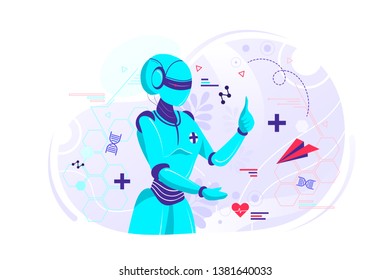 colored doctor robot. Modern health care. Flat editable vector illustration, clip art