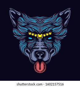 colored dog with decorative face artwork illustration
