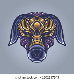 colored dog with decorative face artwork illustration