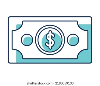 colored dollar bill over white background