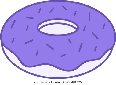 Colored Donut Icon. Vector Illustration. Round Fried Bakery Product with Icing. Tasty Food. Fast Food Concept