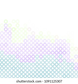 Colored donuts background. Abstract bubbles. Chaotic circles or dots. Colorful rings. Geometric style. 