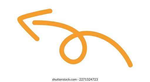 Colored doodle arrow and line flat icon Showing direction. Vector illustration
