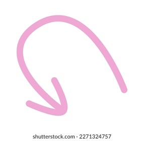Colored doodle arrow and line flat icon Showing direction. Vector illustration