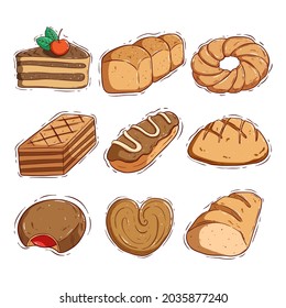 colored doodle bread and cookies collection