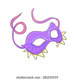 Colored doodle carnival purple mask, excellent vector illustration, EPS 10
