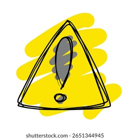 colored doodle of caution sign. Safety warning icon. Adorable and colorful doodle and cute. Simple icon. Single doodle icon