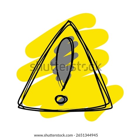 colored doodle of caution sign. Safety warning icon. Adorable and colorful doodle and cute. Simple icon. Single doodle icon