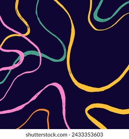 Textura decorativa con líneas curvas enredadas. Estampado en tonos pastel. Colección de fondo de arte abstracto creativo para niños o diseño de celebración festiva.