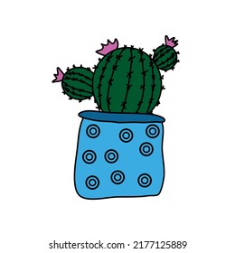 Colored doodle drawing of a plant in a pot