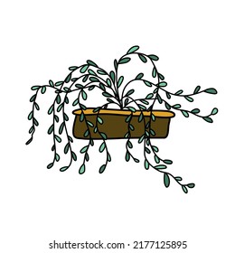 Colored doodle drawing of a plant in a pot