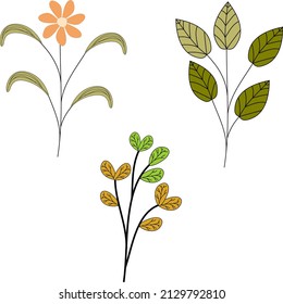 colored doodle flower flat illustration