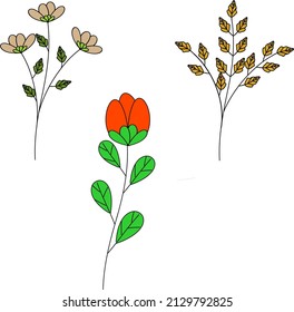 colored doodle flower flat illustration