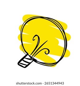 colored doodle of a light bulb. yellow light bulb icon. adorable, colorful, and cute doodle. simple icon. single doodle icon. hand drawn light bulb