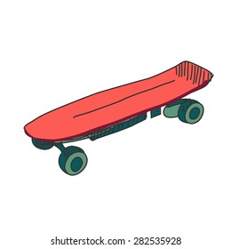 Colored doodle skateboard, excellent vector illustration, EPS 10