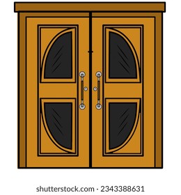 Colored the door illustration vector in the white background