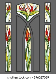 Colored doors - stained glass. Vector.