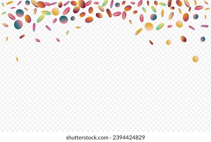 Colored Dot Decoration Transparent Background. Rainbow Transparent Dust Invitation. Invitation Backdrop. Holographic Happy Illustration.