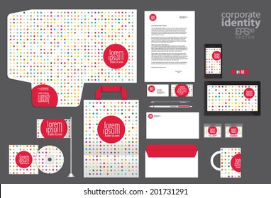 Colored dot style corporate identity template design. Vector company style.