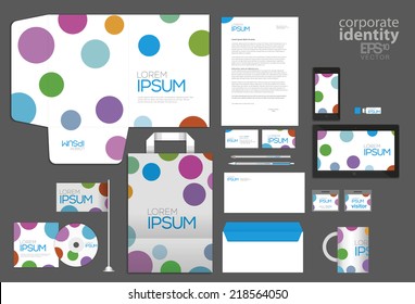 Colored dot style corporate identity template design. Vector company style.
