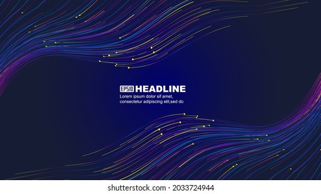 Colored dots and lines form a wavy abstract background