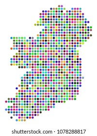 Colored Dotted Ireland Island Map. Vector geographic map in bright colors on a white background. Color vector concept of Ireland Island Map designed of regular spots.