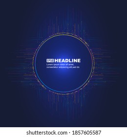 Líneas de puntos de color y círculos punteados, fondo vectorial de la tecnología de Internet.