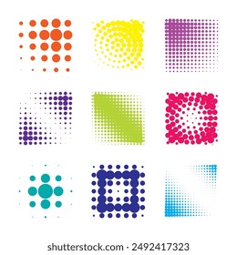 colored dotted vector halftones isolated