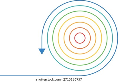 Flechas de colores y dobles con sombras, flechas redondas, círculos empresariales y económicos. FLECHAS DE COLORES