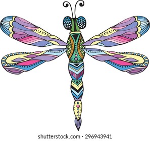 Colored dragonfly with patterns
