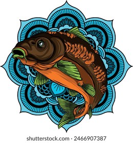 colored draw of Carp Fish Vector Illustration design