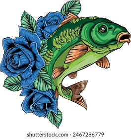 colored draw of Carp Fish Vector Illustration design