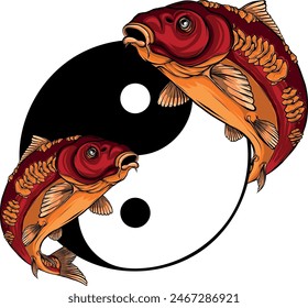 colored draw of Carp Fish Vector Illustration design