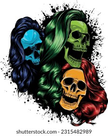 colored draw of human skull vector illustration design