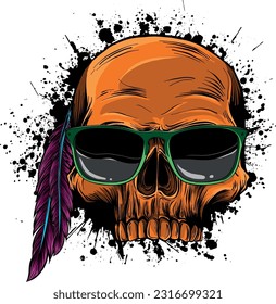 colored draw of human skull vector illustration design