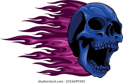 colored draw of human skull vector illustration design