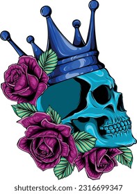 colored draw of human skull vector illustration design