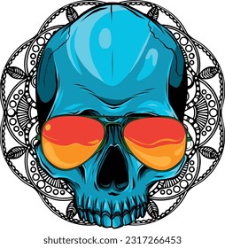 colored draw of human skull vector illustration design