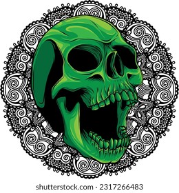 colored draw of human skull vector illustration design