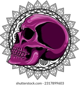 colored draw of human skull vector illustration design