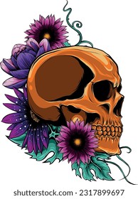 colored draw of human skull vector illustration design