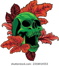 colored draw of human skull vector illustration design