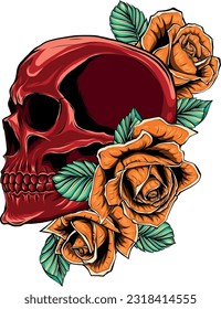 colored draw of human skull vector illustration design