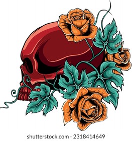 colored draw of human skull vector illustration design